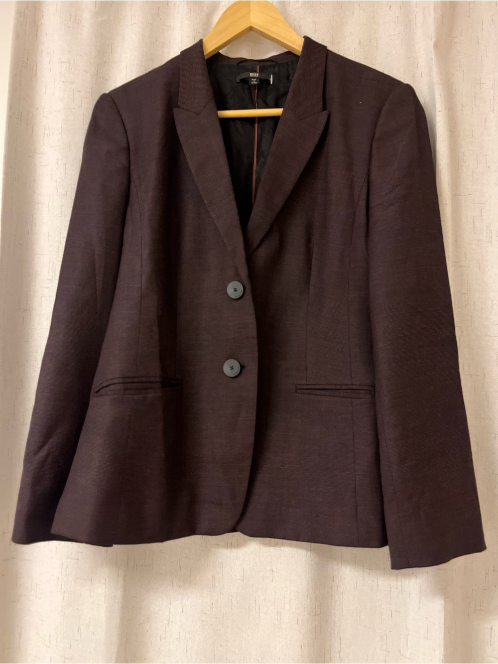 BOSS Hugo Boss Jannami1 Virgin Wool Blend Blazer Jacket - Size 8 - Dark Wine - Picture 4 of 14